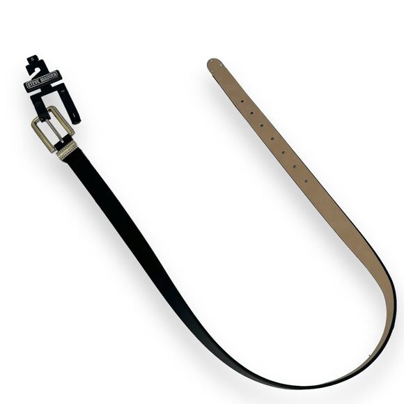 NEW Steve Madden Belt Small Black Faux Leather Belt Western Goth Silver Gold - Picture 7 of 8